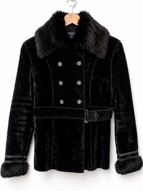 Y2K Velvet Fur Trim Jacket Penny Lane Style Screen Worn Tell Me Lies S